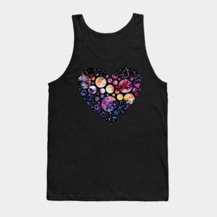 Heart with Watercolor Nebula and Starry Sky Tank Top
